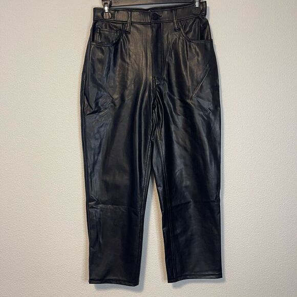 Abercrombie & Fitch The Ankle Straight Ultra High Rise Vegan Leather Curve Love - Picture 1 of 9